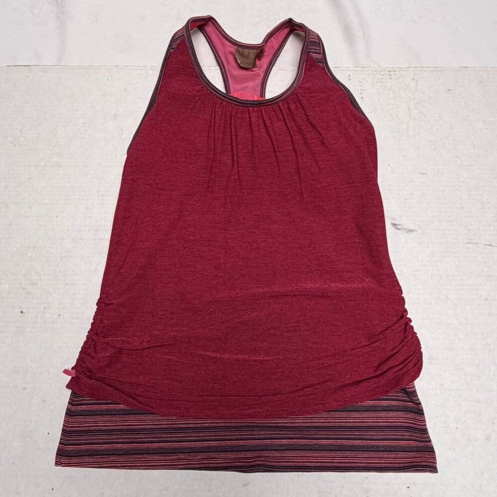 Athleta Top Womens Small Pink Full Support Ruched Drawstring Side Workout Tank